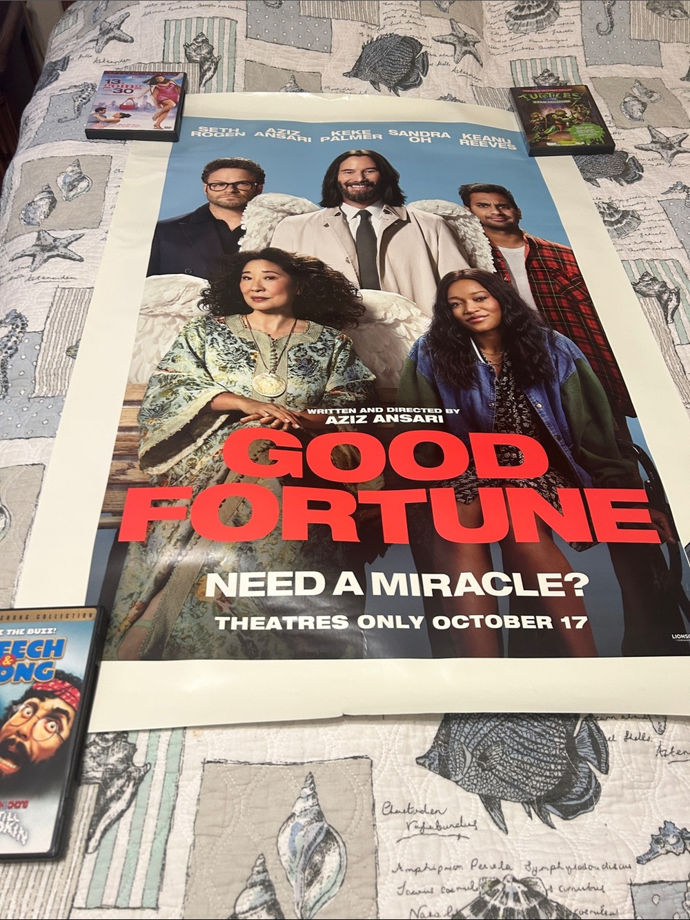 Good Fortune Movie Poster - Blue & Red Home Art  has small torn on the bottom!